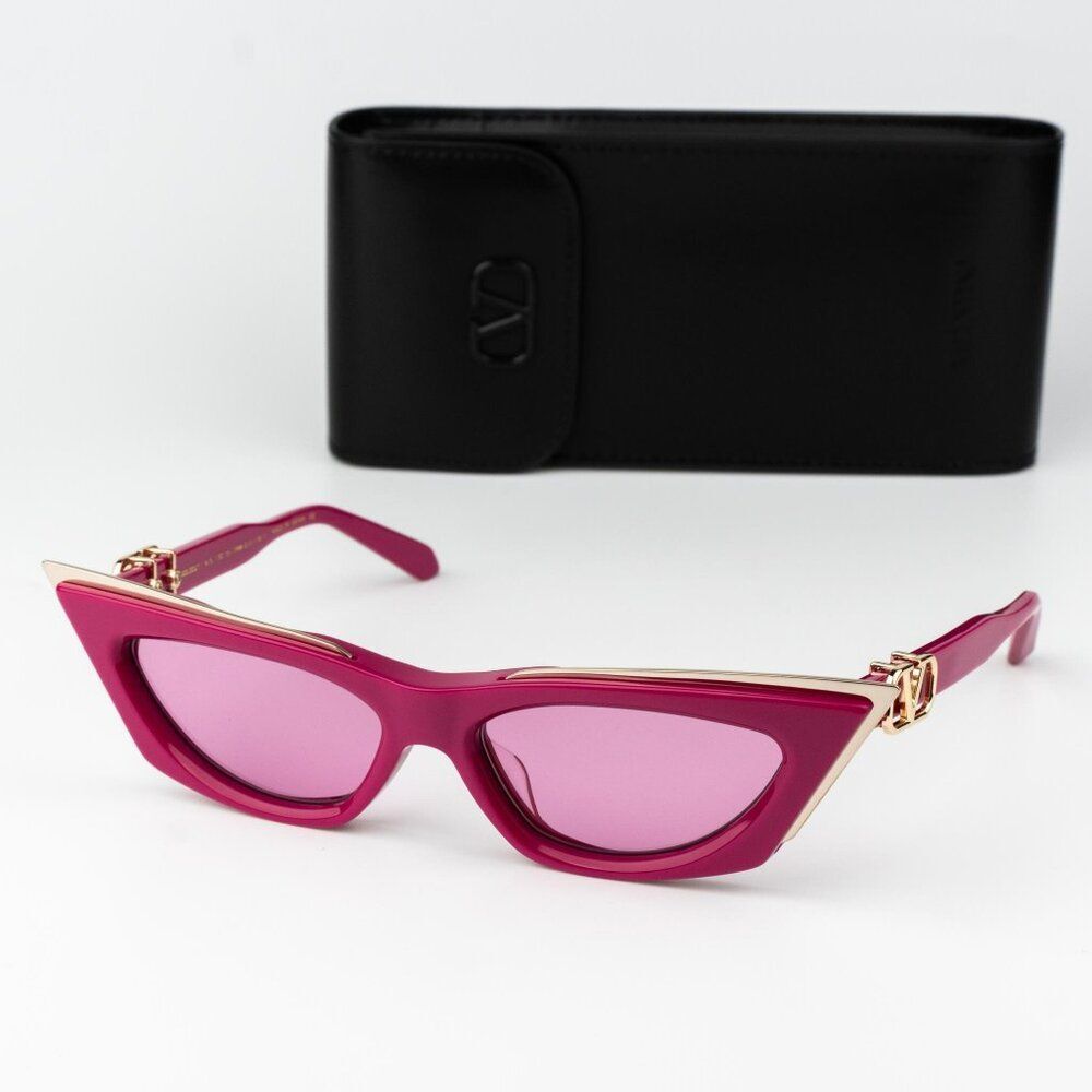 Valentino Women Sunglasses Pink Gold Cat Eye V - GOLDCUT - I VLS-113C-55